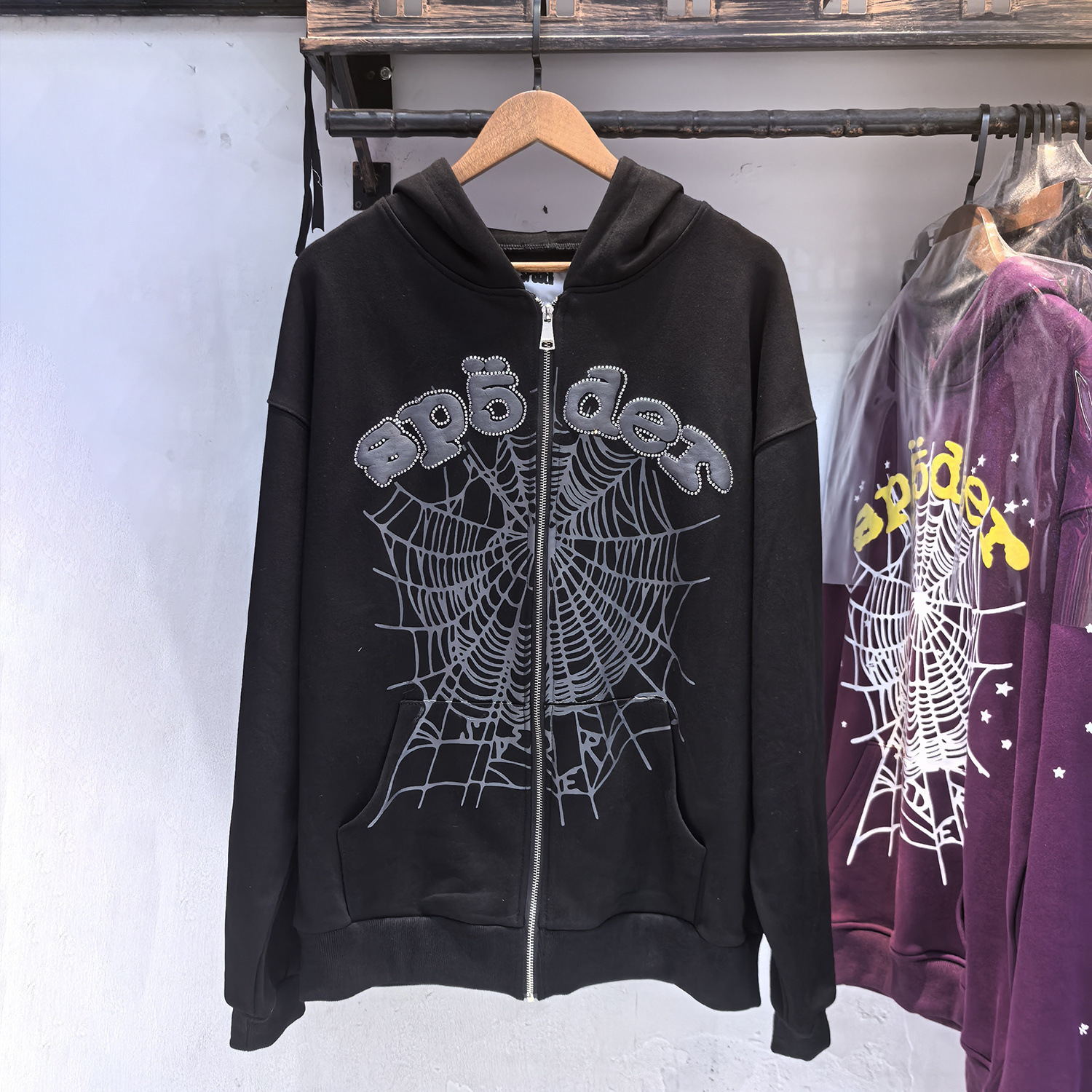 Sp5der Spider Web Hoodie Black