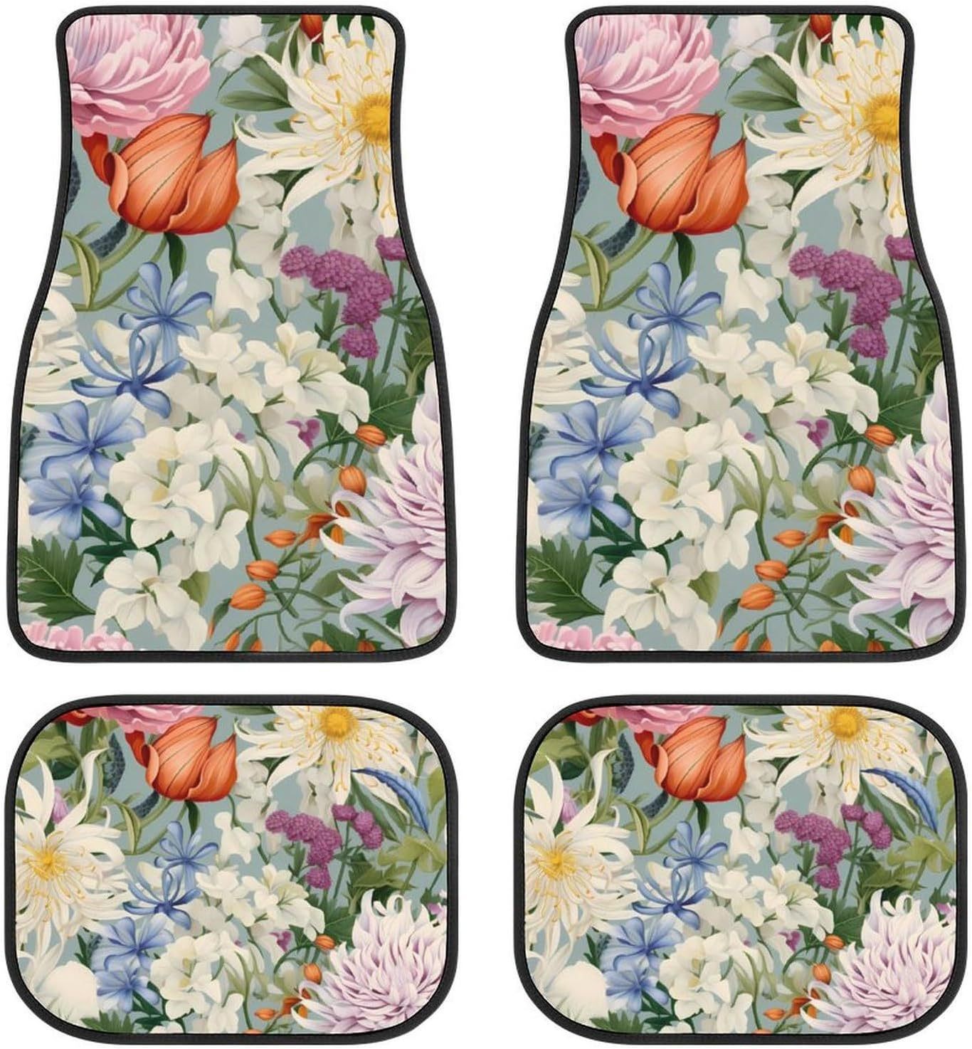 Cross-border Amazon Retro Flower Crystal Velvet Car Mat Easy-care Non-slip Dirt-resistant Comfortable Universal Mat