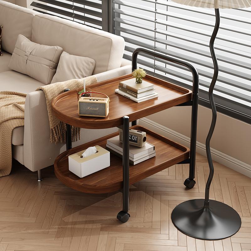 Carefully Selected Second-Hand Trolley Side Table, Movable Mini Coffee Table, Light Luxury Living Room Storage Rack, Sofa Side Cabinet