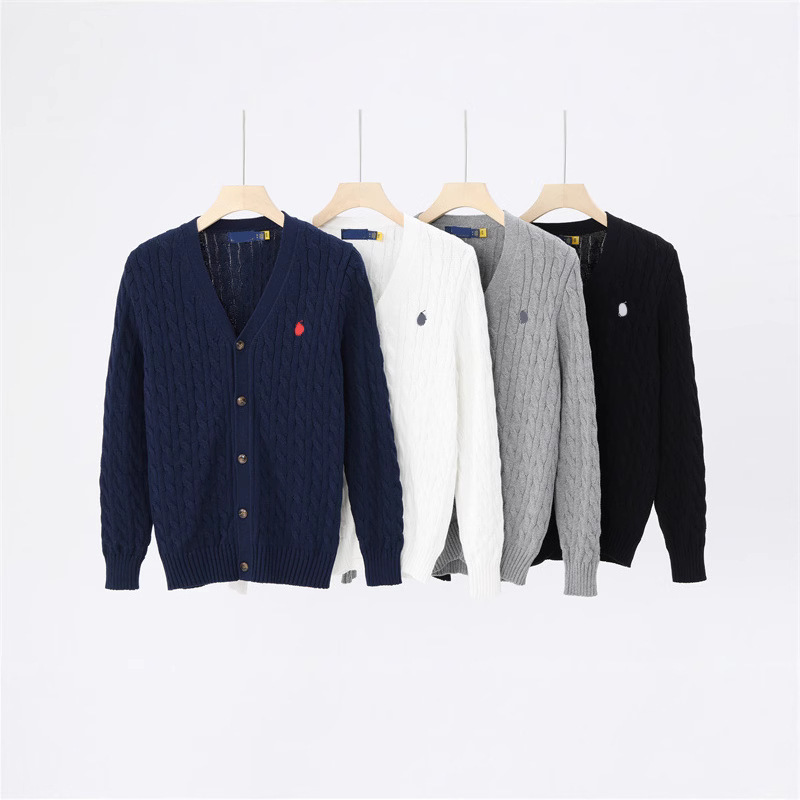 Cross-Border Export Paul Polo Sweater Men's V Neck Button Pure Cotton Cardigan Pony Logo Embroidered Long-Sleeved Jacket for Men Cross-Border Export Paul Polo Sweater Men's V Neck Button Pure Cotton Cardigan Pony Logo Embroidered Long-Sleeved Jacket for Men