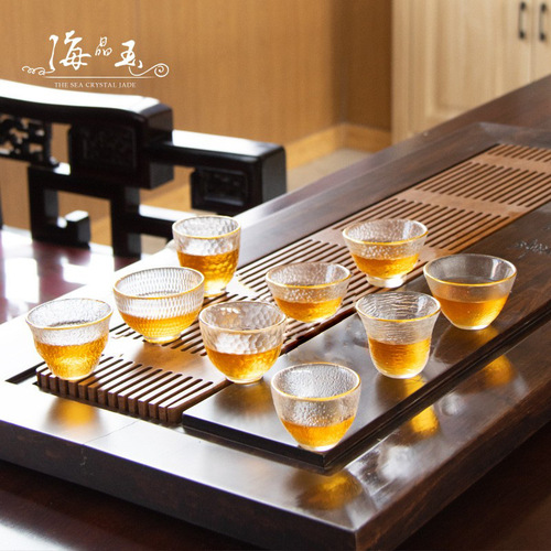 Japanese-style small teacup Kung Fu tea set crystal glass cup first snow hammer cup tea cup smelling cup owner cup single cup