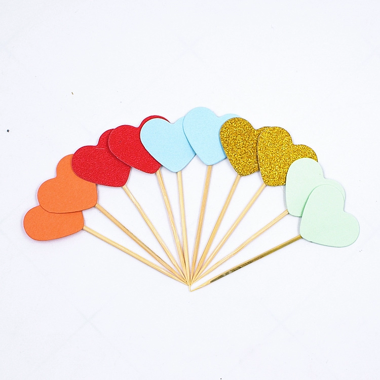 Cake topper heart picks, assorted red/rose and mixed sets, multiple pack sizes (70–100 pcs)