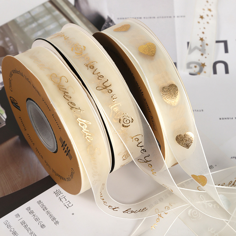 2,5 cm hilo de nieve dorado cinta pastel de embalaje para hornear cinta de embalaje flores embalaje de flejes de regalo cinta de bricolaje hecho a mano