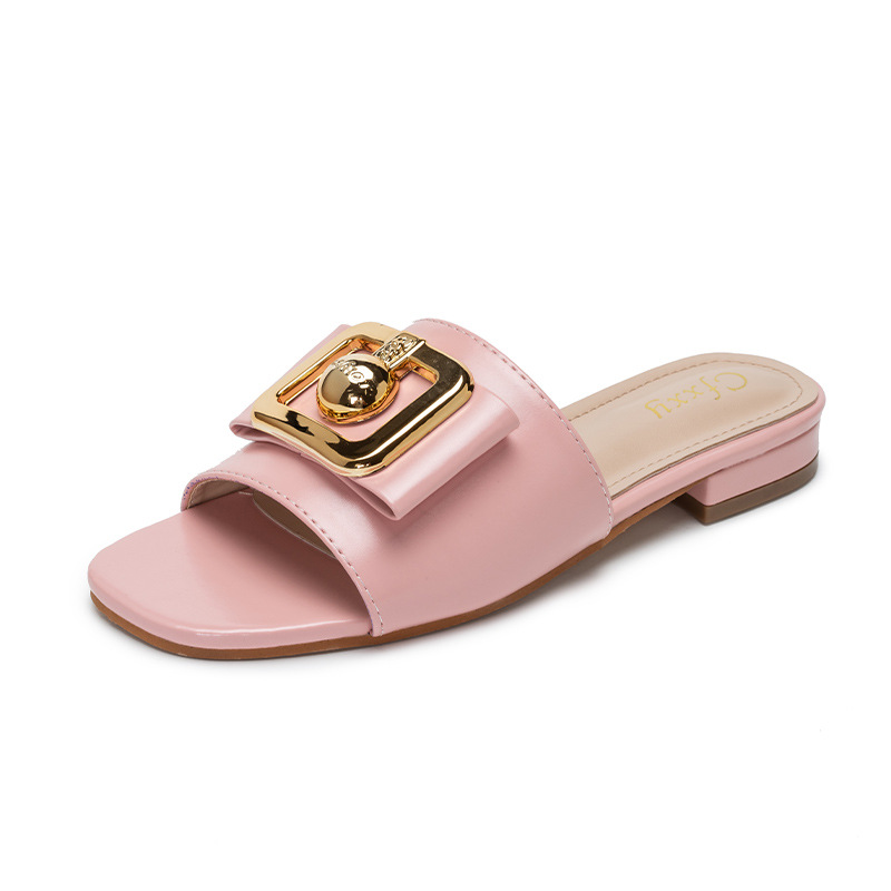 Slides für Mädchen Cross Border Neue Damen-Sandalen mit Metallschnalle und dicken Schuhen_voghion.com