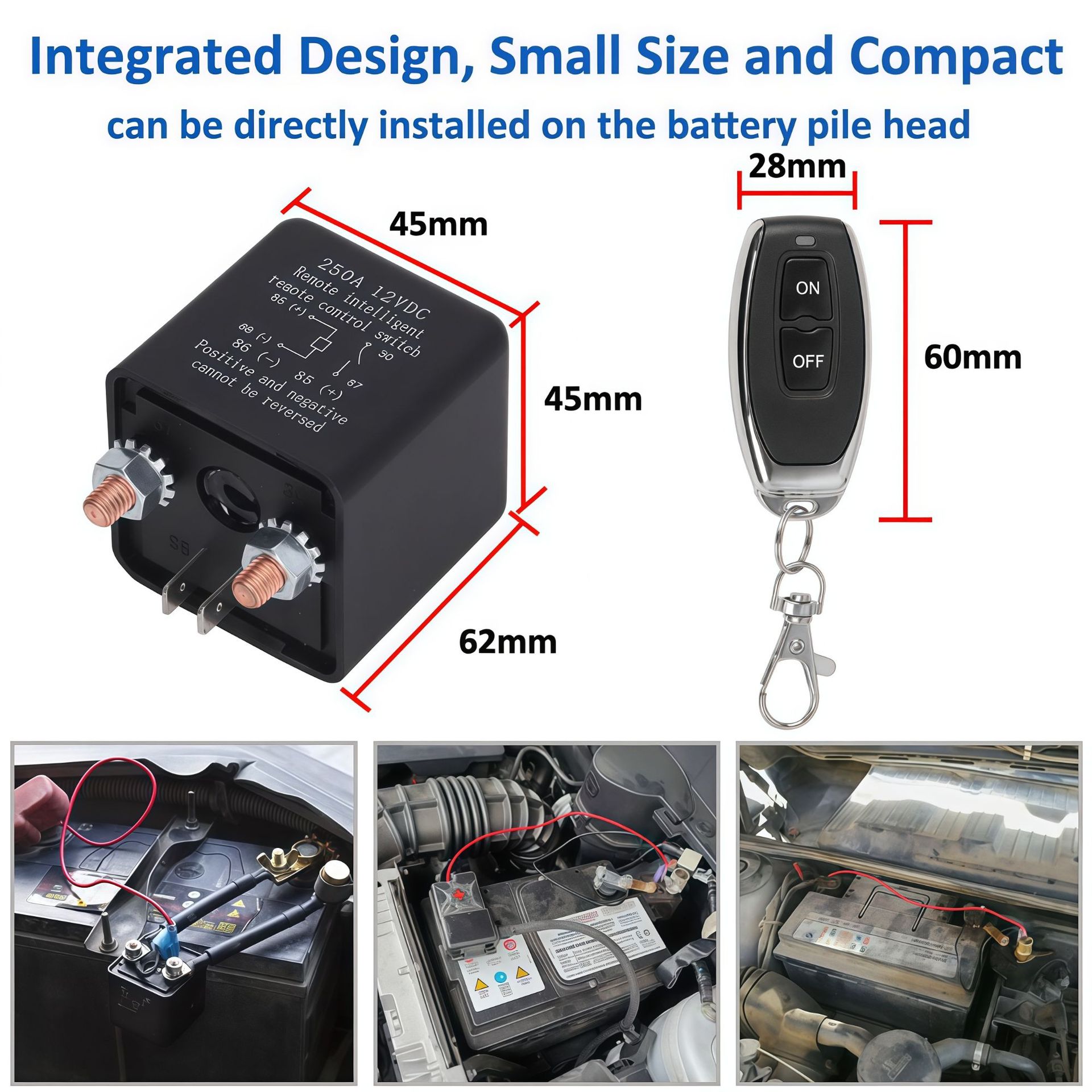 200A Automotive Relay with Remote Control 24V Start Power Protection Wireless Remote Control Power Cut-Off Switch