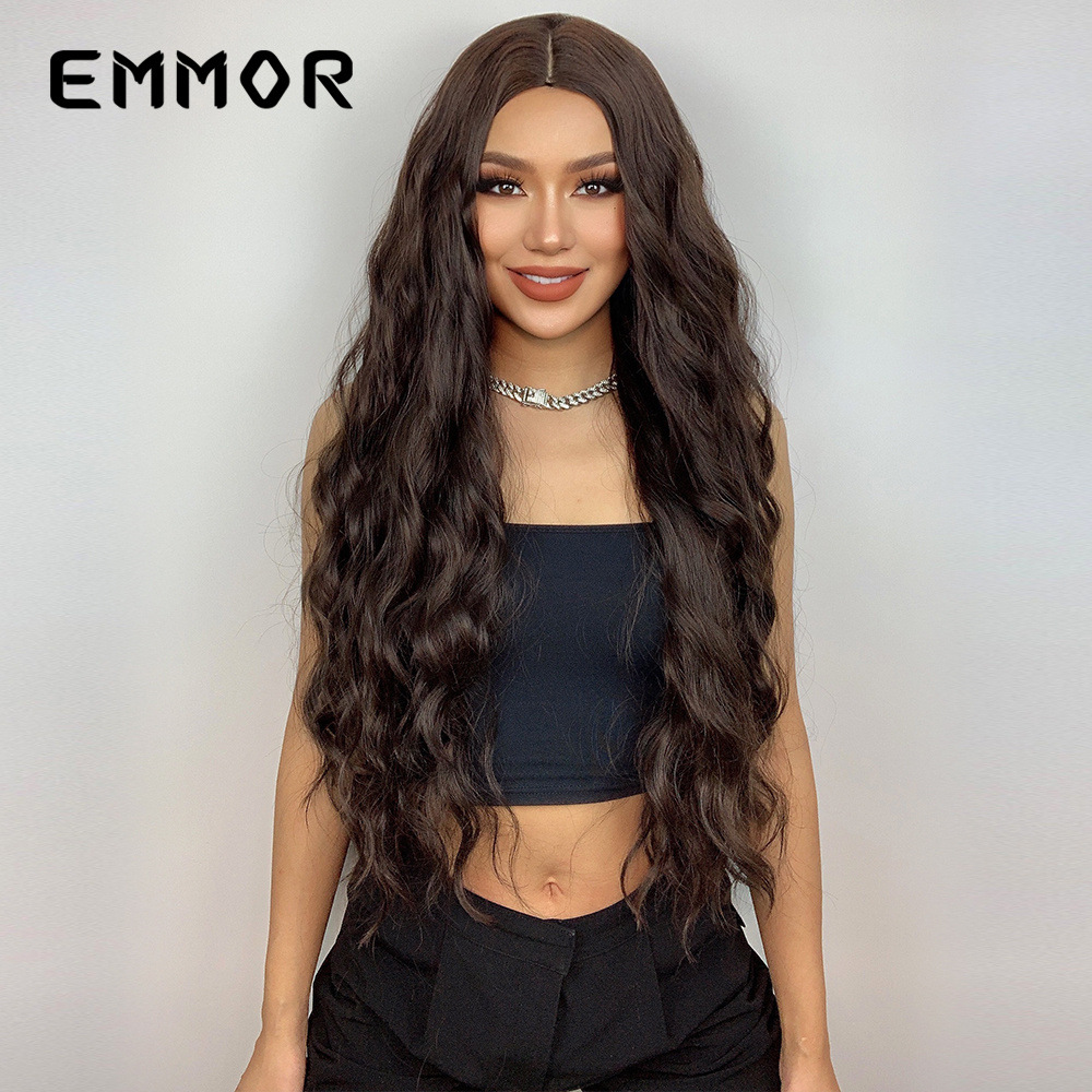 Peluca de onda grande transfronteriza de estilo europeo y americano, cabello largo y rizado, cubierta integral, wigs de moda esponjosa natural