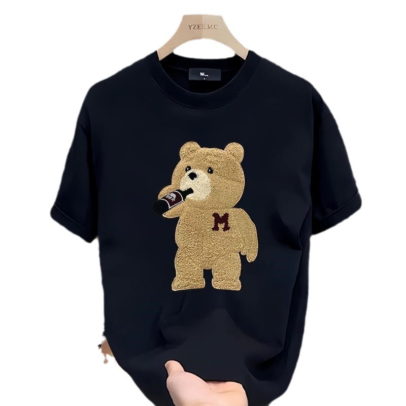 Women's Clothing Women's T-Shirts goods printed bear short sleeved T shirt men's summer new trendy brand slim short sleeved men's T shirt top_voghion.com