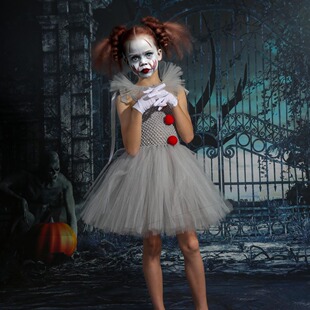 Thriller Clown Halloween Costume Cartoon Anime Clown Cosplay Costume Holiday Carnival Skirt Mesh Skirt