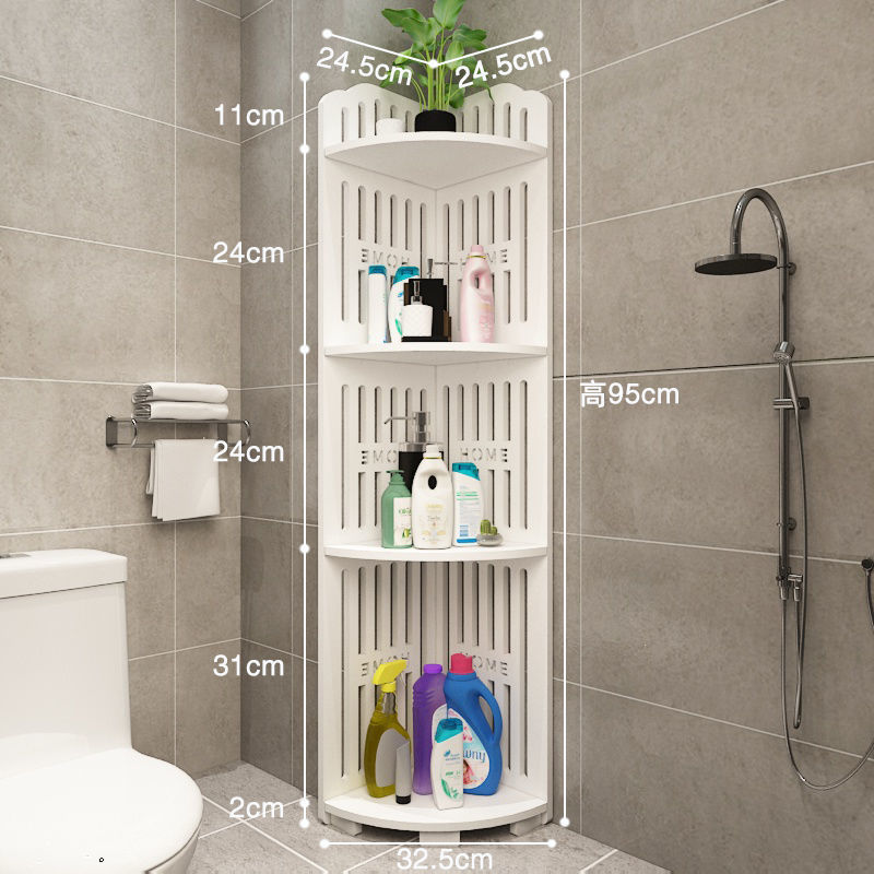 プラスチック浴室床置き収納棚壁の隅のトイレの棚の三角形の棚のトイレのシャンプーの収納|undefined