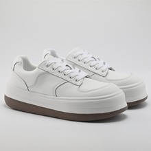 SGIRLTWTW官方日系丑萌大头面包鞋女松糕厚底白色真皮小白板鞋