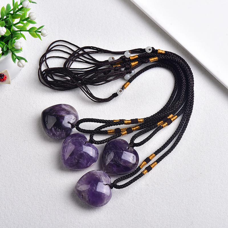 organic crystal pendant with amethyst heart shaped
