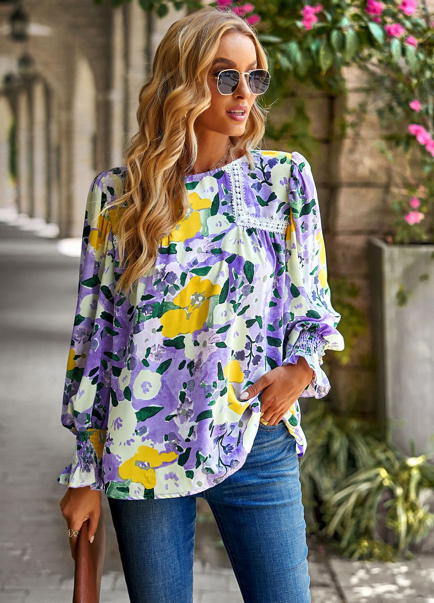 Casual Floral Print Blouse
