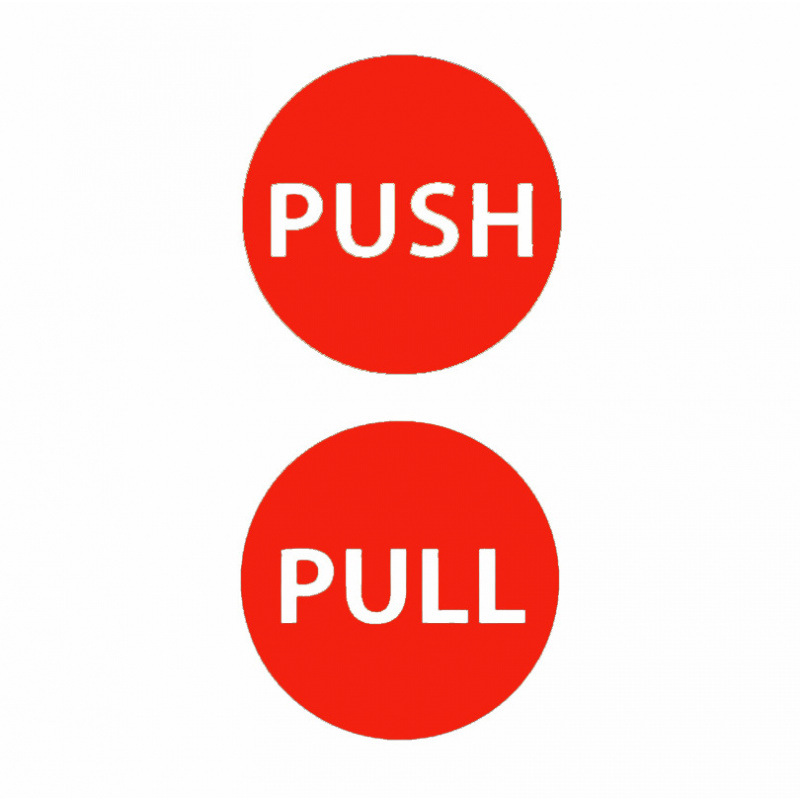 Un conjunto de puertas deslizantes de vidrio circulares Push Pull simple y creativo con etiqueta autoadhesiva
