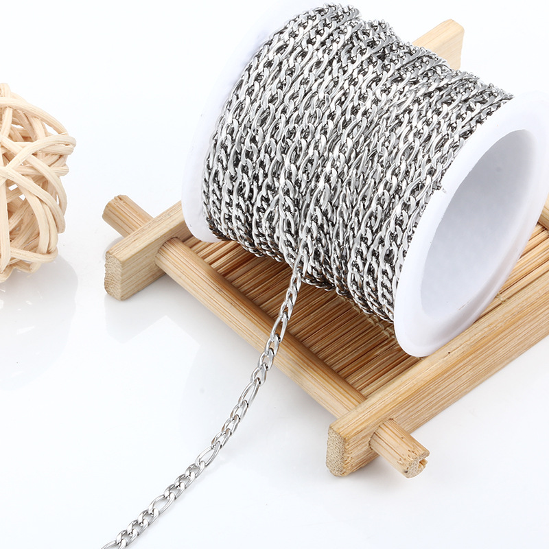 Collana cubana in acciaio inossidabile 304, stile hip-hop, con bracciale, pantaloni, accessori, catena di base fai da te_voghion.com