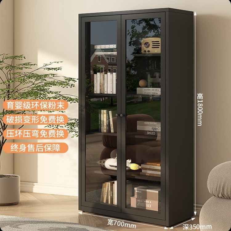 新款书柜客厅2025新款置物柜玻璃门陈列柜现代简约铁艺书架手办展|undefined