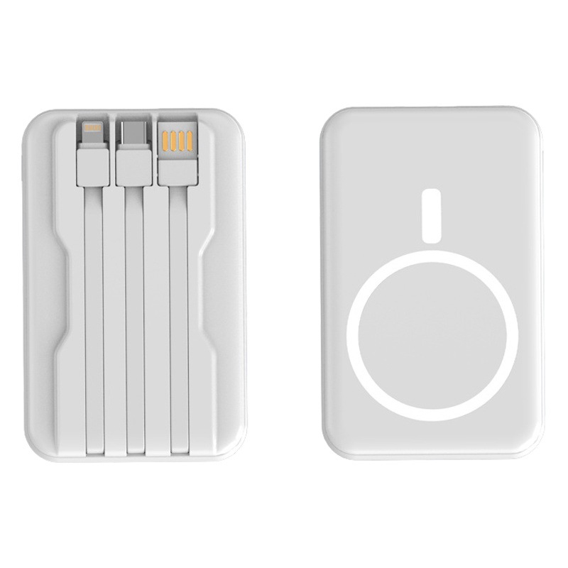 Magsafe magnético Banco de la energía inalámbrica 20000 mA auto-cableado compartir ultra-delgada fuente de alimentación móvil entrega de una sola pieza