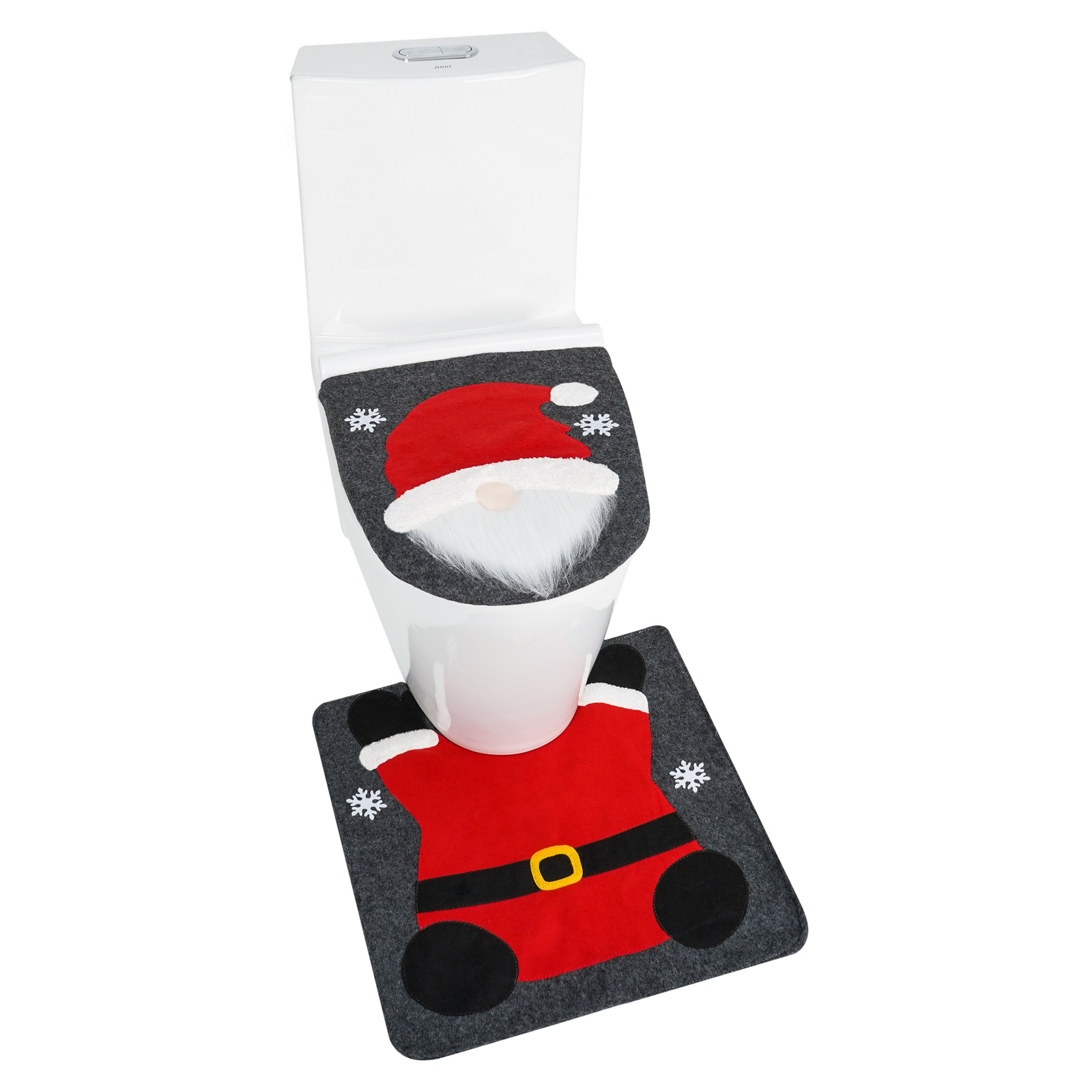 Cubierta de inodoro de Navidad transfronteriza muñeco de nieve de Navidad sin rostro cubierta de inodoro anciano alfombra de piso decoración de dos piezas en stock