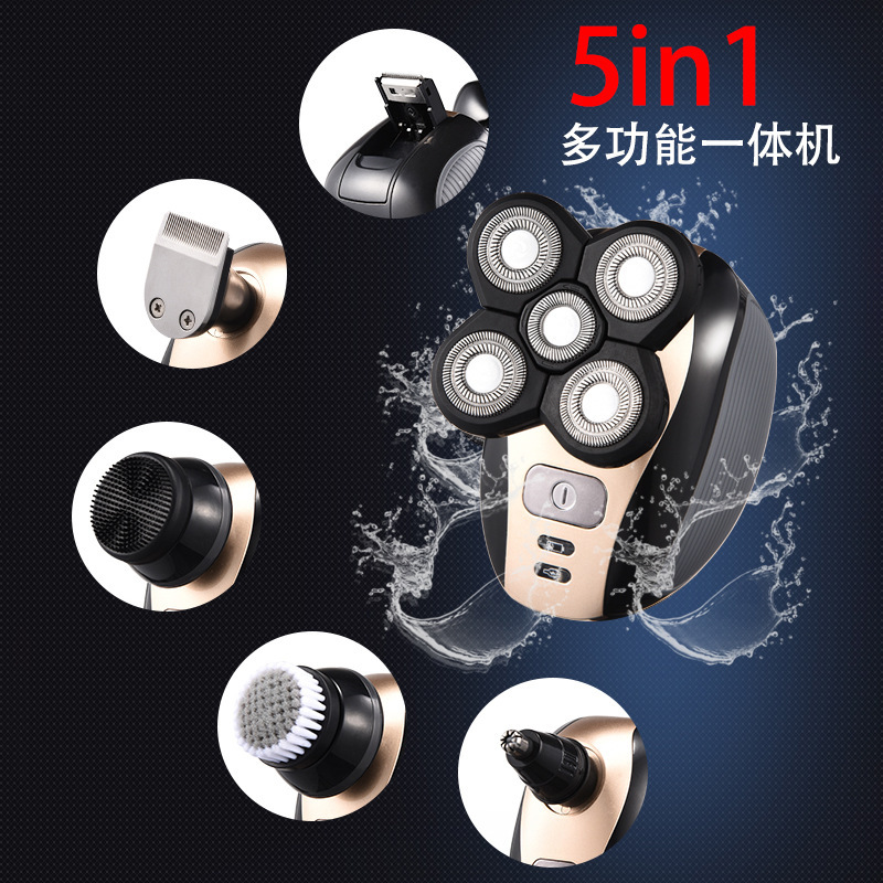 Cross-Border 1800 Five-In-One Electric Shaver USB Rechargeable Full Body Washable Men's Head Shaving Home Razor