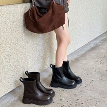 马丁靴女2025秋季新款复古厚底粗跟烟管靴百搭英伦风瘦瘦机车短靴
