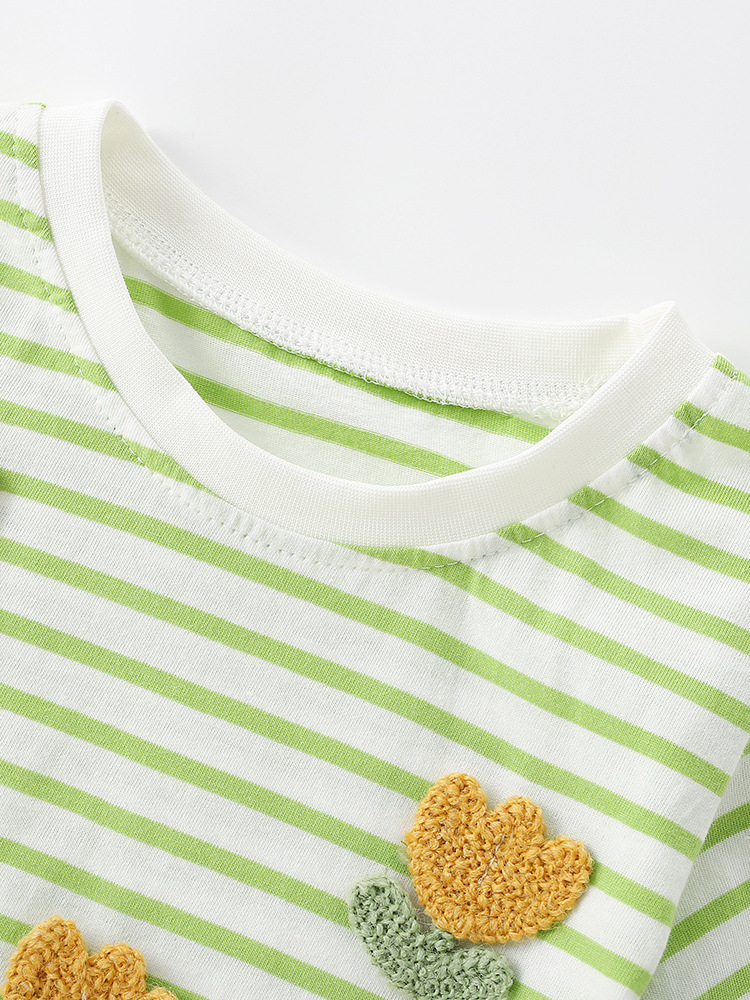 Malwee transfronterizo verano nueva camiseta de niñas a rayas para niños camisas de manga corta impresión de moda para niños europeos y estadounidenses