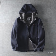POPTAGS/挪威男女同款连帽加绒加厚摇粒绒外套AB面撞色保暖防静电