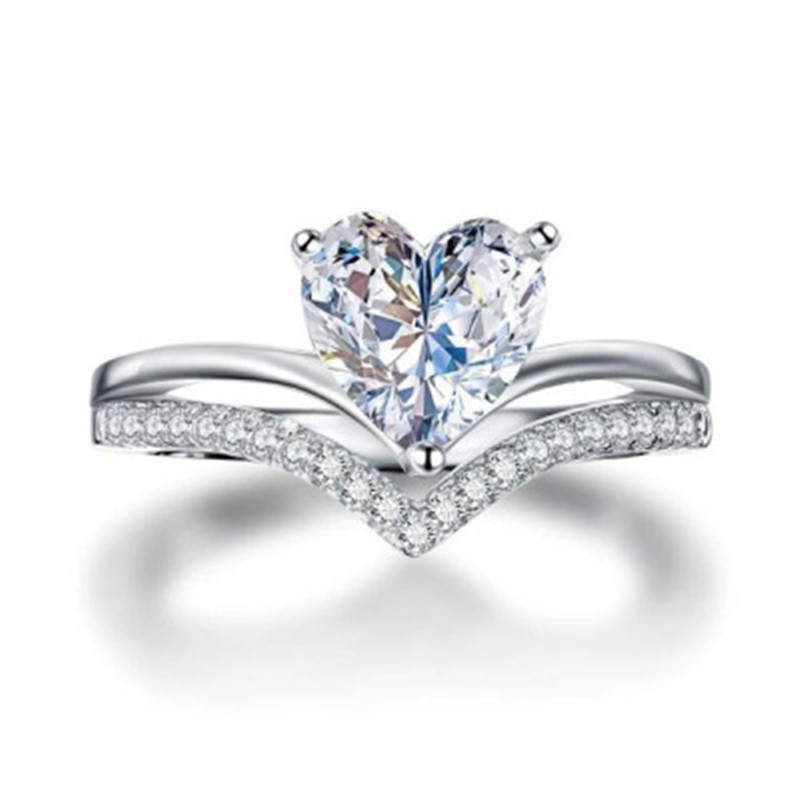 Women'S Gender 1 Piece Heart Shape Rings Alloy Zircon Women'S Glam Rings