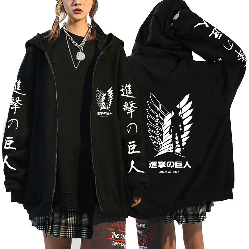 Anime Attack On Titan Men Women Zip Hoodies Yeager Eren