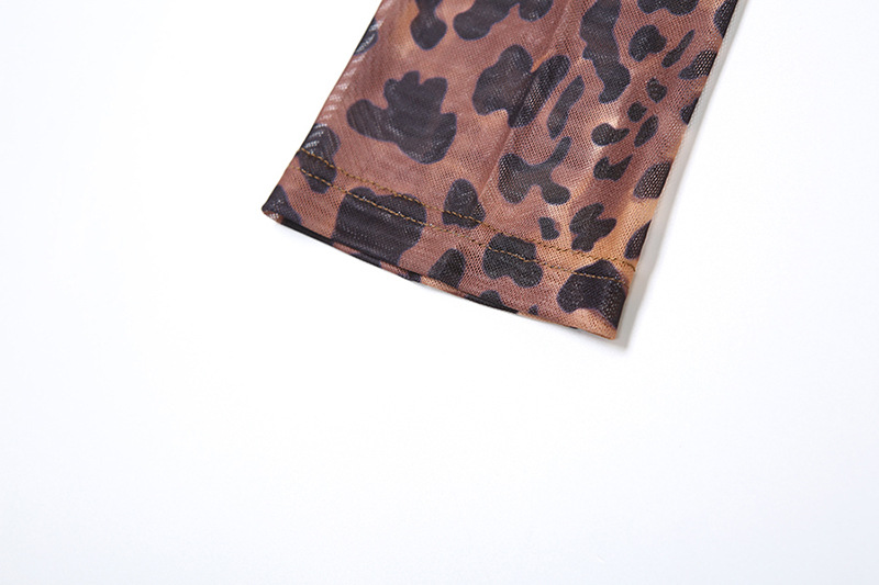 Women Spring Clothing Sexy Horn Long Sleeve Contrast Color Leopard Print Backless Sexy Siamese Shorts