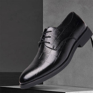 Men's leather shoes business formal wear men's shoes casual men's leather soft bottom all-match warm height increasing pointed wedding shoes wholesale