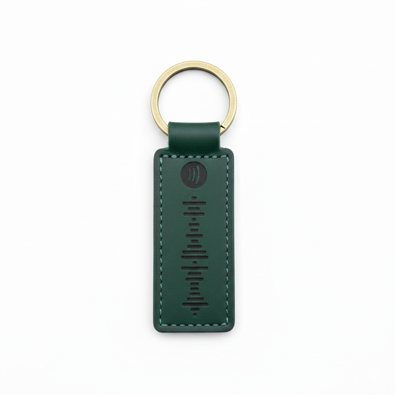 Music Lover Pendant, Green Pu Leather, Customizable Content, Scannable Pendant, Spotify Code Pendant