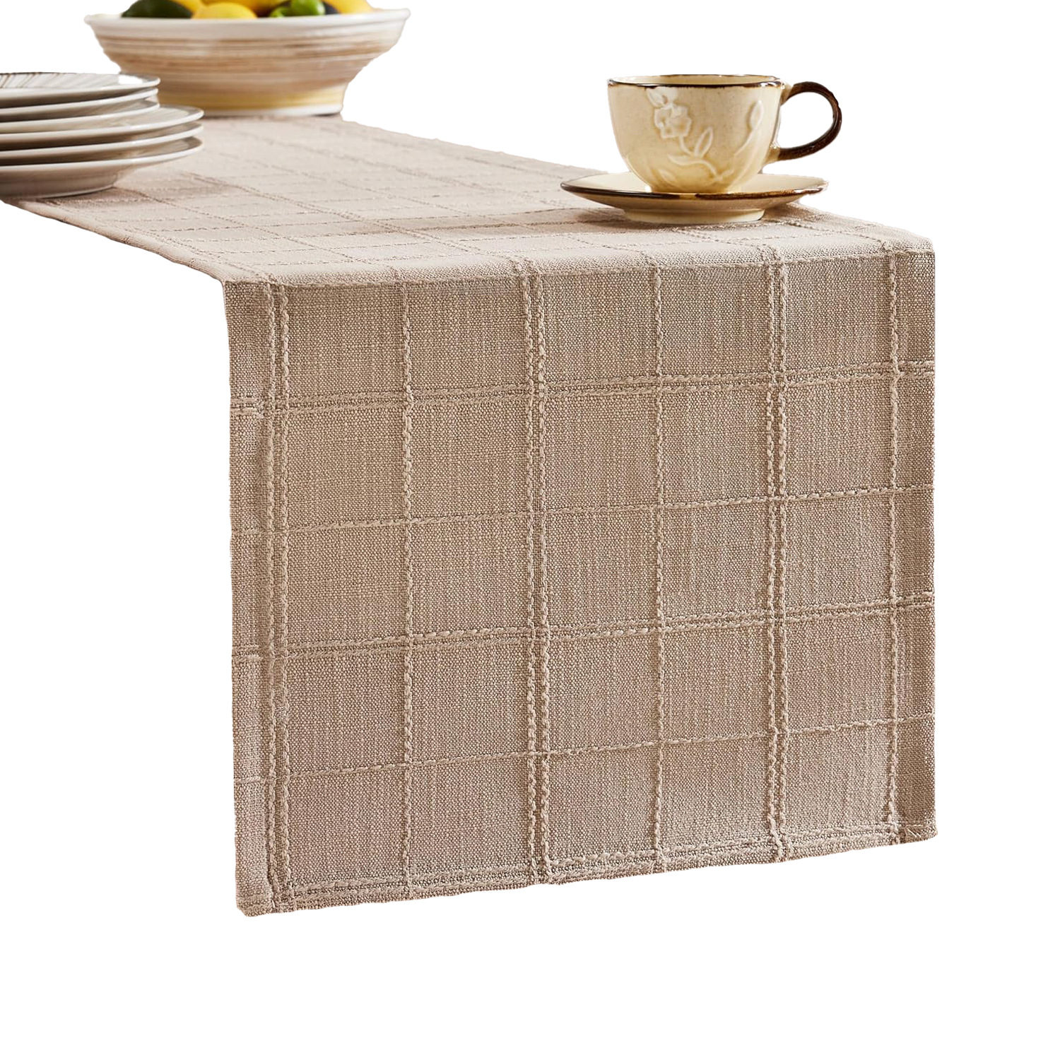 Bandera de mesa Jacquard de estilo algodón y lino estricto espesar tela de mesa de reunión rectangular cubierta alta sensación de venta en caliente transfronteriza bandera de mesa image 6