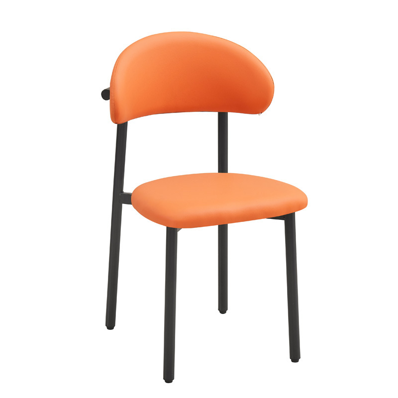 Silla de comedor de lujo ligero, cojín de cuero para el hogar, silla de ocio, silla de recepción de hotel, silla de banquete comercial, silla de comedor