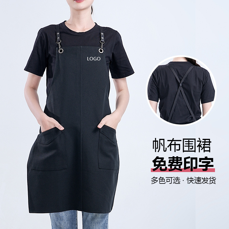 Amazon delantal de lona grueso 2024 nuevo estilo coreano red popular cinturón de trabajo vestido de peluquería delantal al por mayor