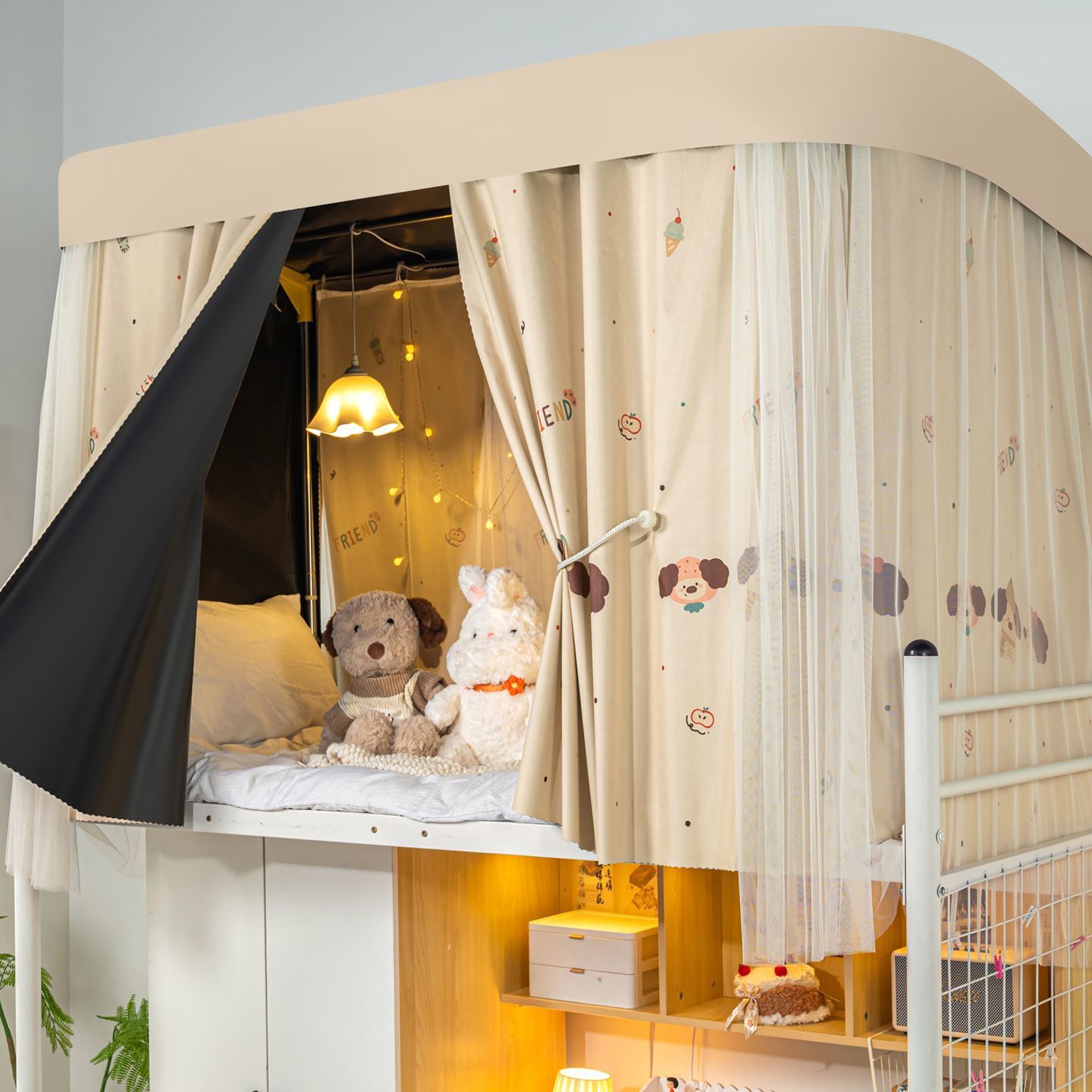 Cortina de cama de órbita u dormitorio de estudiantes universitarios cortina de sombra fuerte doble cortina de riel deslizante dormitorio de mujeres cortina de sombra para hombres