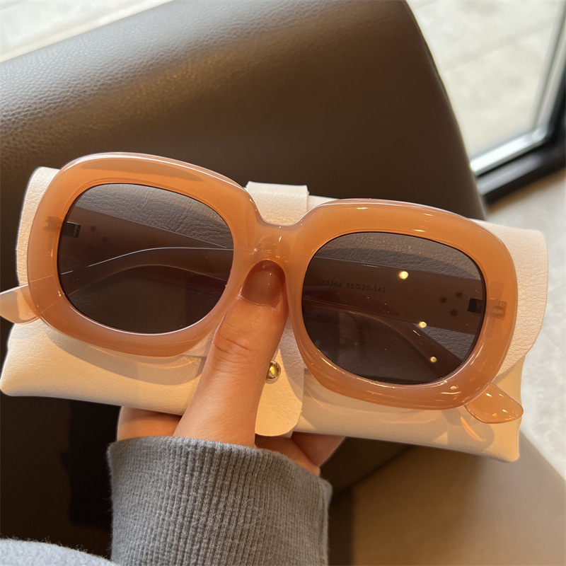 Square Glasses Style Simple Style Solid Color PC UV400 Protection Square Full Frame Women's Sunglasses