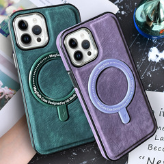 Compatible with iPhone 14 MagSafe Apple 14 Pro Max Leather Plated Magnetic Phone Case 15