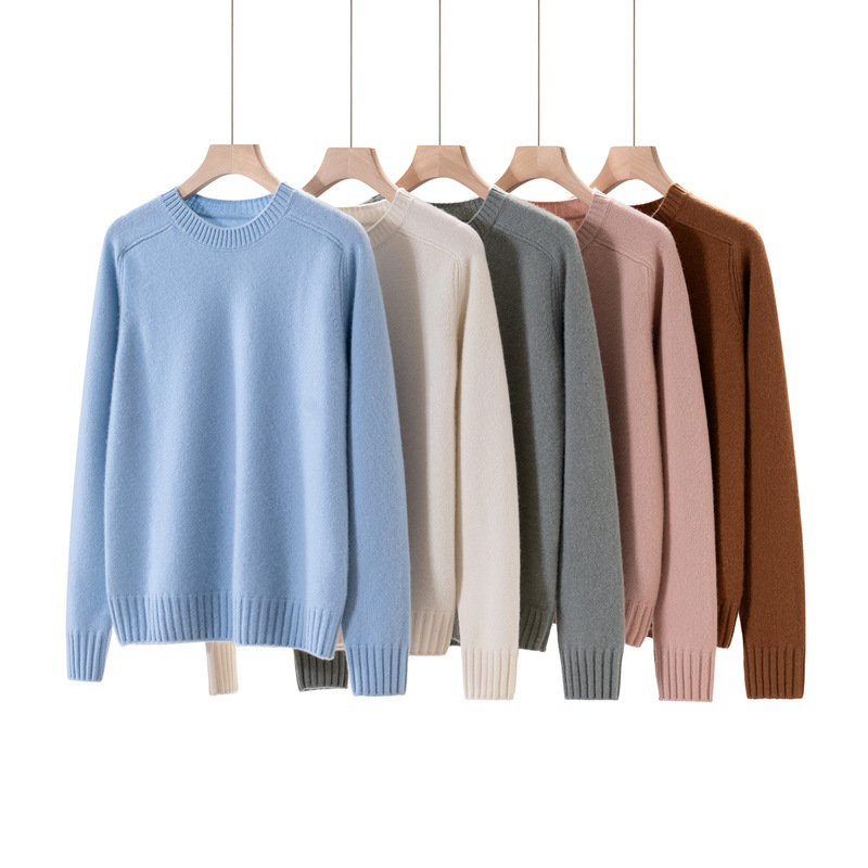 Cashmere Sweater Women 100% Pure Cashmere Round Neck Thickened Saddle Shoulder Loose Knitted Easiest for Match Solid Color Bottoming Cashmere Sweater Cashmere Sweater Women 100% Pure Cashmere Round Neck Thickened Saddle Shoulder Loose Knitted Easiest for Match Solid Color Bottoming Cashmere Sweater