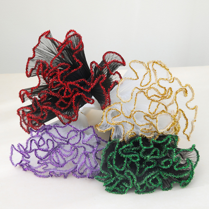 Estilo coreano red onda roja flor gasa onda flor embalaje plisado tridimensional volantes material de embalaje floral al por mayor