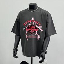 轻奢痞帅~大牌清仓美式复古重磅纯棉短袖t恤男个性ins潮休闲上衣