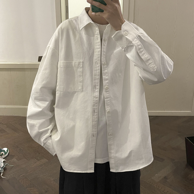 日系city boy長袖シャツ男春アメリカレトロ工装コート港風ファッションカジュアル服|undefined