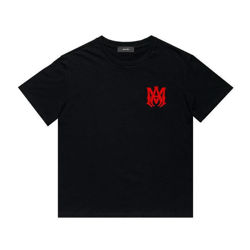 Cross-Border Supply European and American Trendy Brand Amiri Letter Men's and Women's Printed Casual Loose Hip-Hop High Street Pure Cotton Short-Sleeved T-Shirt