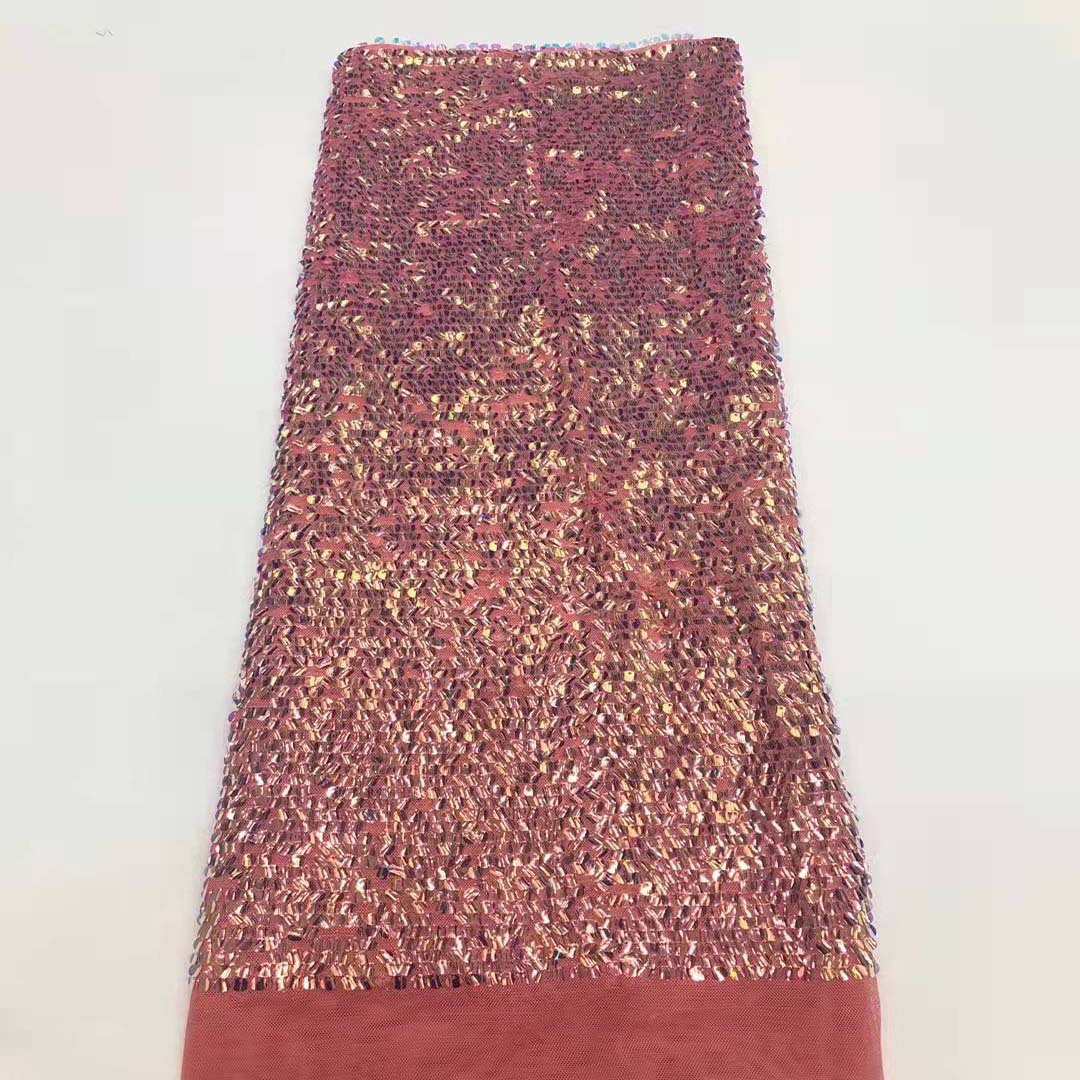 Nuevo bordado de lentejuelas color mágico gradiente de color de tela de lentejuelas vestido de malla de lentejuelas JX1802