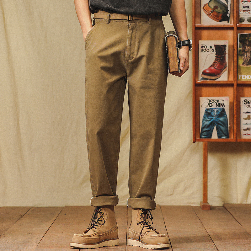 미국 심플 오버올 남성 가을 겨울 플러스 벨벳 두꺼워진 신상 남성 스트레이트 캐주얼 네이플스 테이퍼드 팬츠