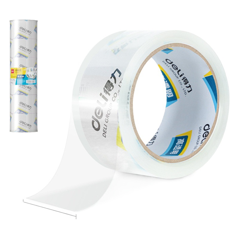 Deli 30323 transparent tape sealing large 6cm wide tape express packaging wholesale high viscosity is not easy to break