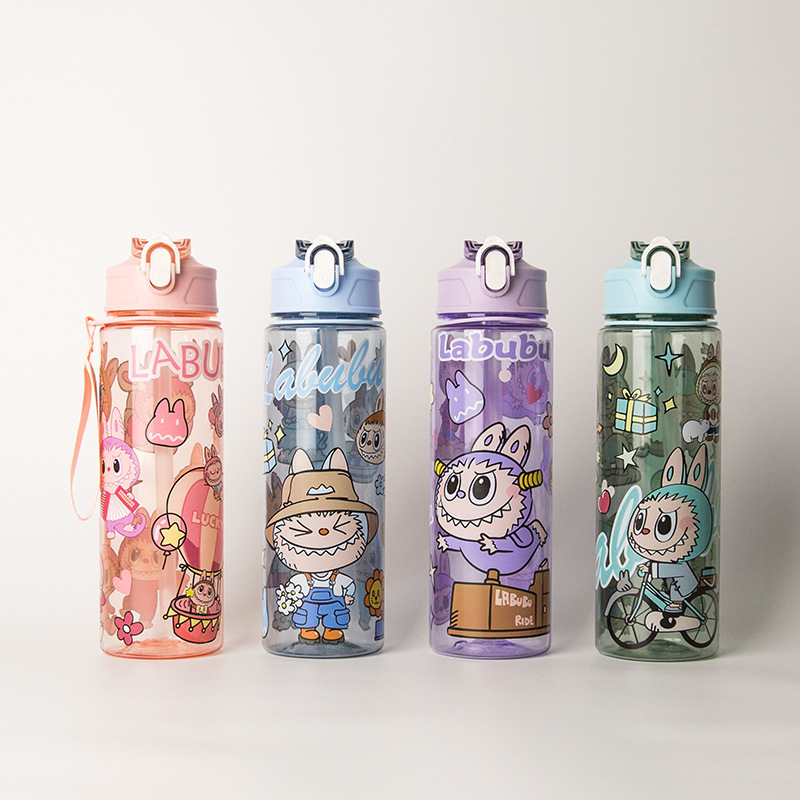 外国貿易クロスボーダー漫画透明大容量スナップオンノズル子供用プラスチックウォーターカップポータブル落下防止ケトルスペースカップ|undefined