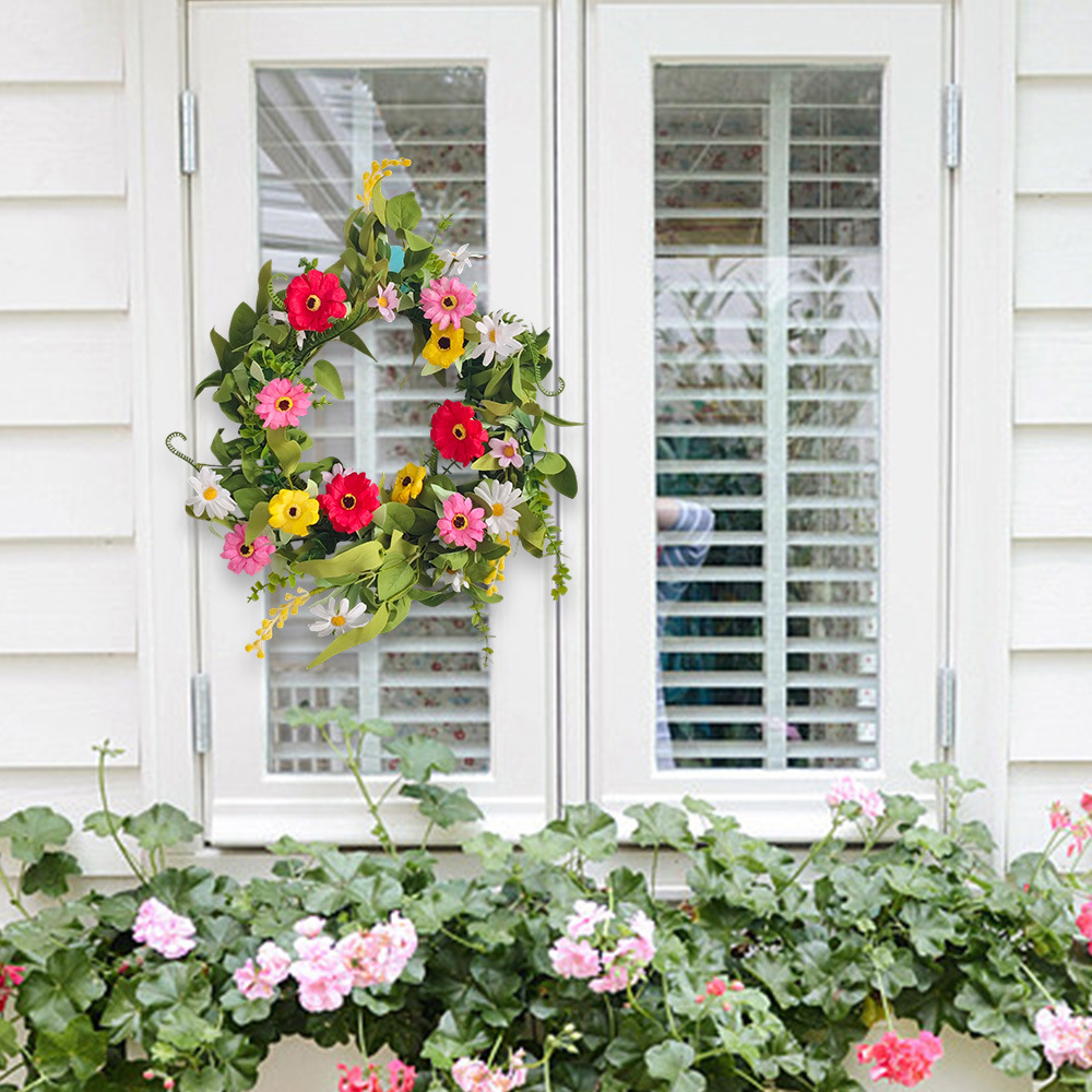 Simulación de flores silvestres primavera y verano simulación de guirlandas transfronterizas suministro de hogares pared frontal pared horno ventana decoración