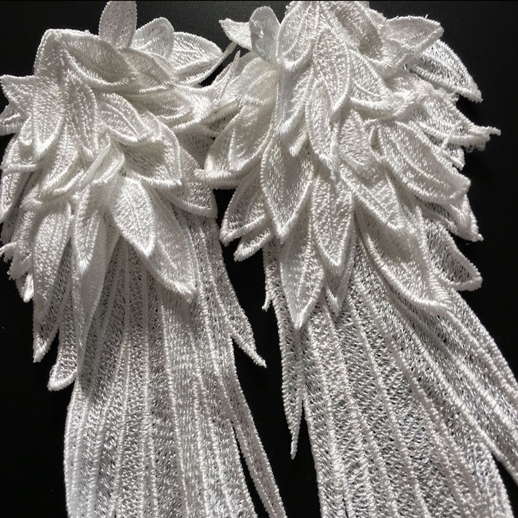 加密立体天使翅膀水溶刺绣布贴衣服装饰绣花补丁辅料手工DIYL153