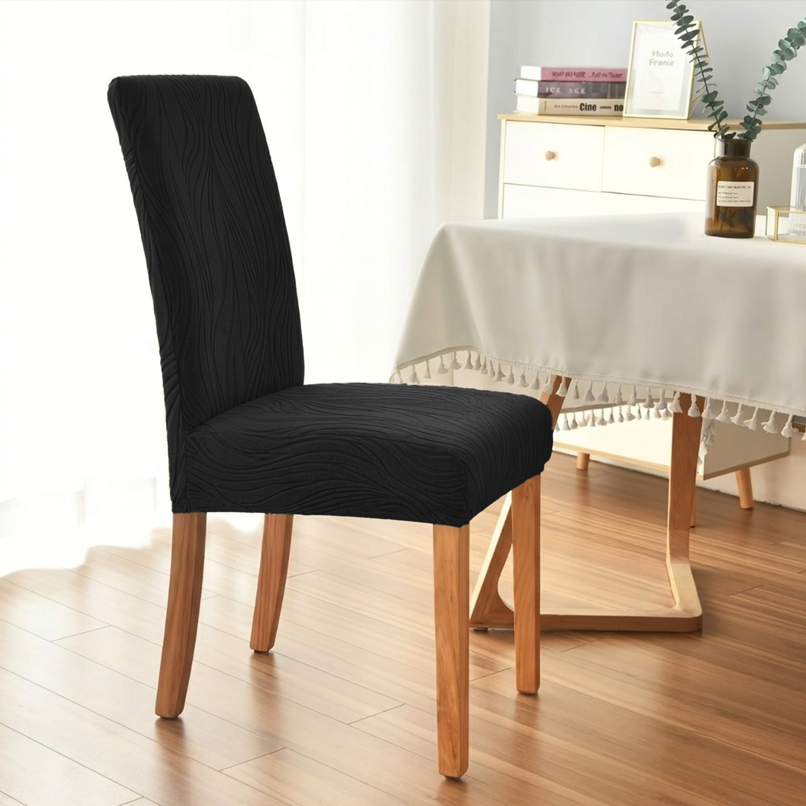 TEMU transfronterizo Jacquard Willow cubierta de silla elástica de color sólido para hoteles domésticos de estilo europeo y americano cubierta de silla aplicable