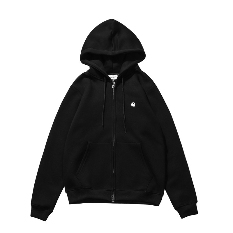 Carhart carhartt Letter Embroidered Zipper Cardigan Sweater Trendy Brand Men's and Women's Loose fleece-lined Hooded Jacket Carhart carhartt Letter Embroidered Zipper Cardigan Sweater Trendy Brand Men's and Women's Loose fleece-lined Hooded Jacket