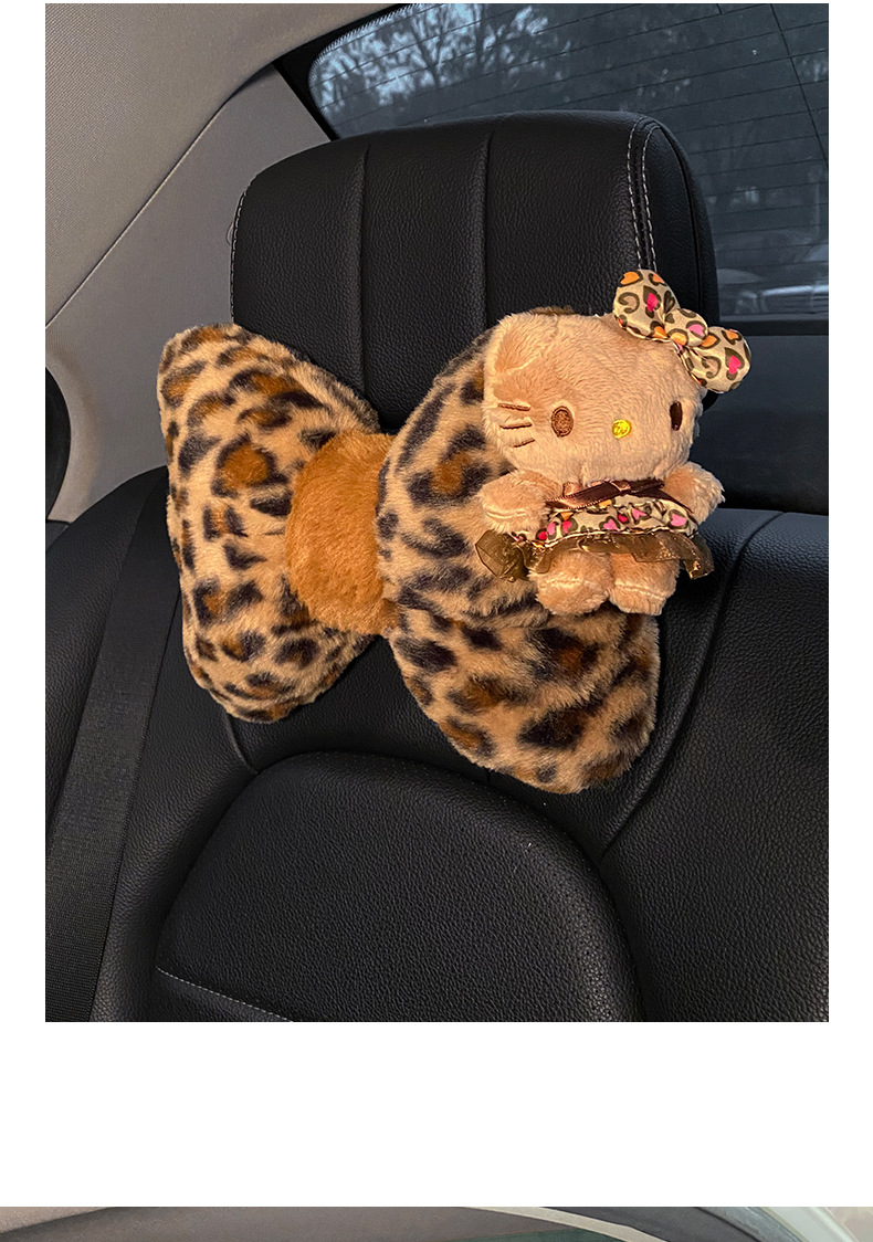 Car headrest neck pillow leopard print kitten car pillow car seat high sense girl car pillow waist